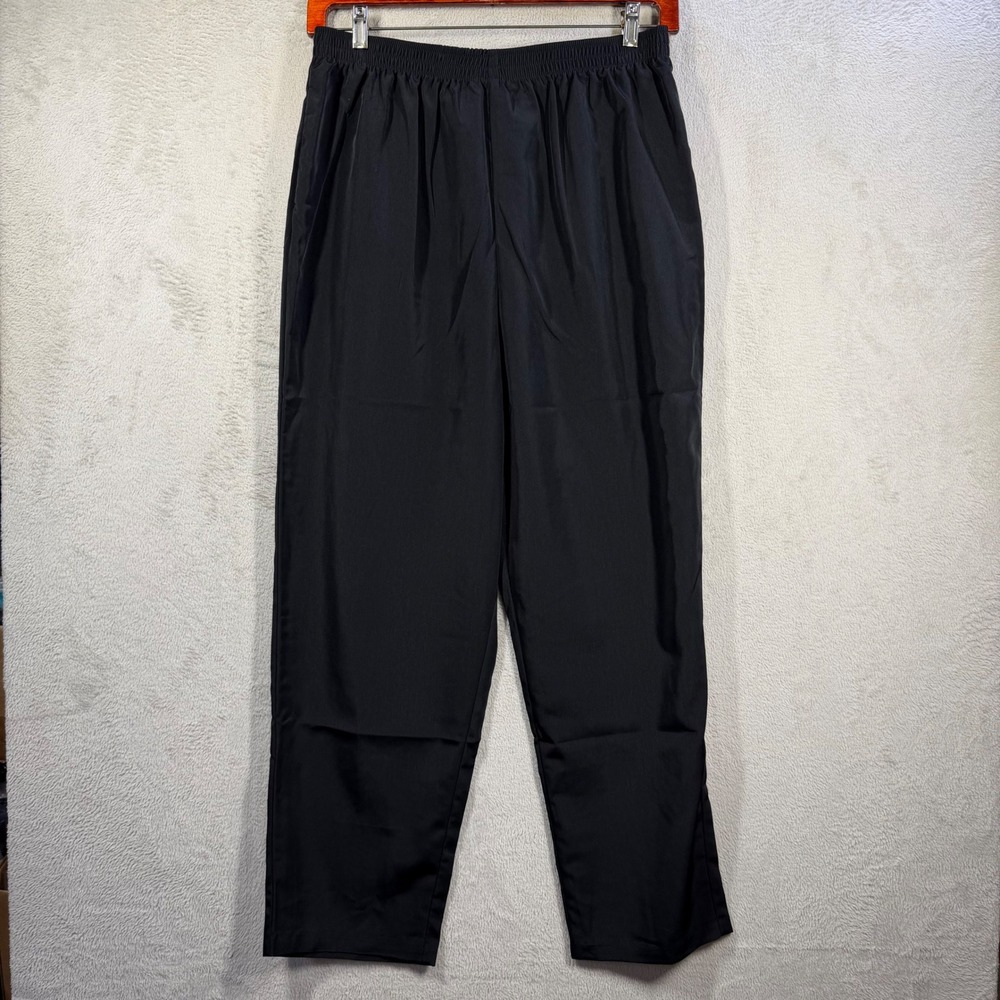 Susan Graver Style Pants Women 1X Black Elastic Waist Pull On Straight Leg